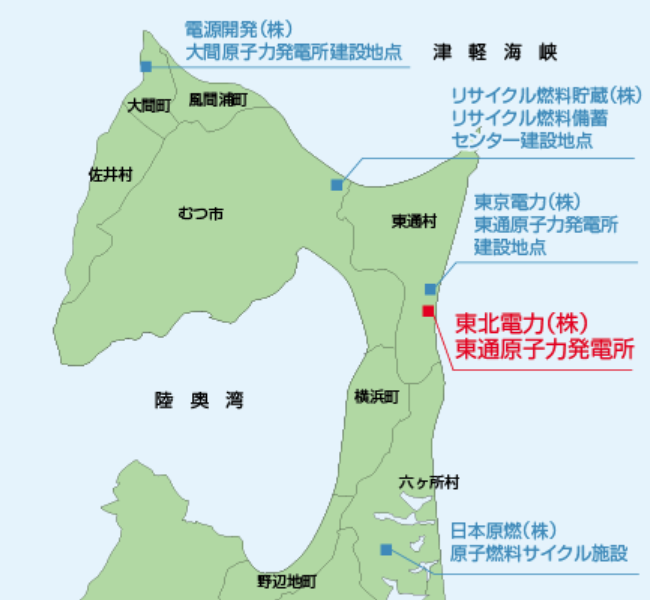 下北半島の原子力関係の施設