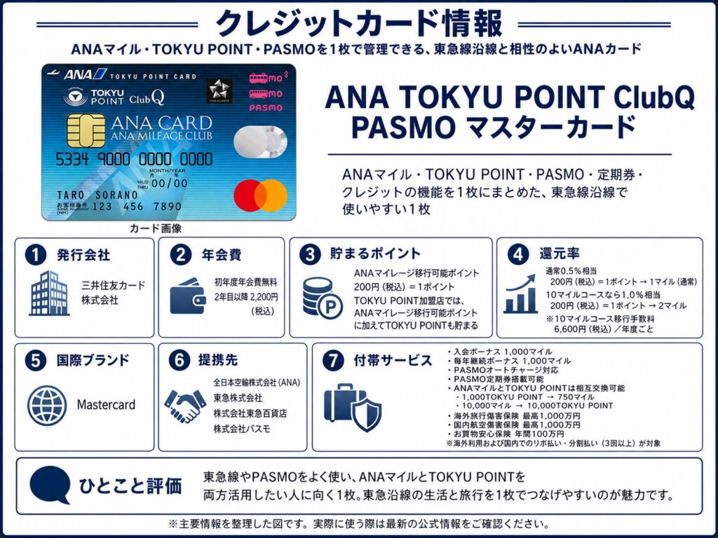 ANA TOKYU POINT ClubQ PASMO マスターカード