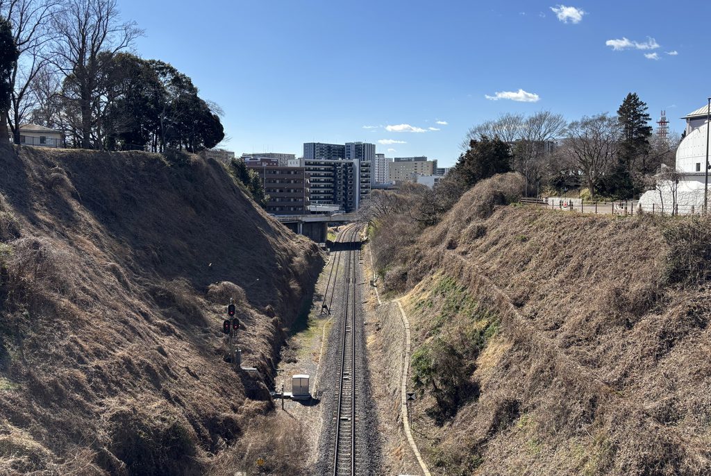 本丸と二の丸の間の堀にあるJR水郡線の線路